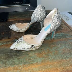 Betsy Johnson sparkling rhinestone snake skin heels